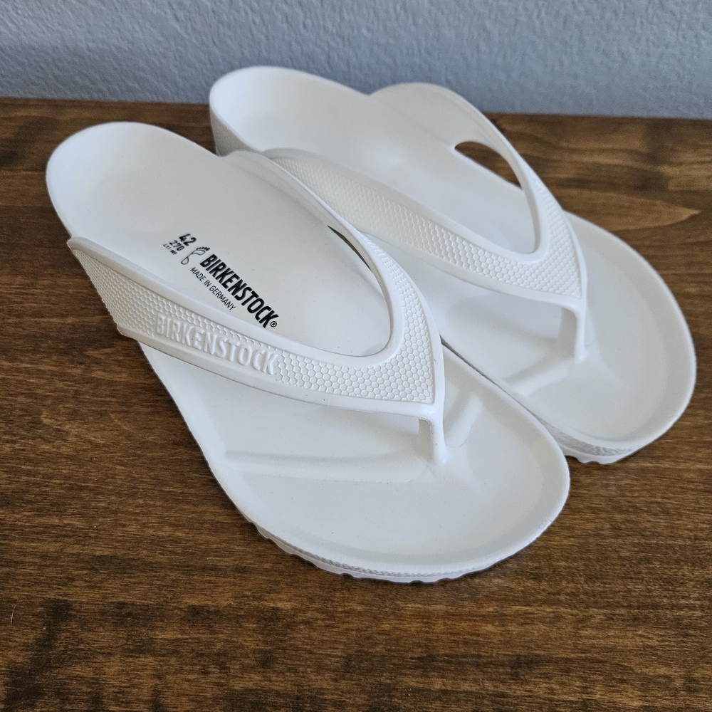 Birkenstock White Flip Flops
